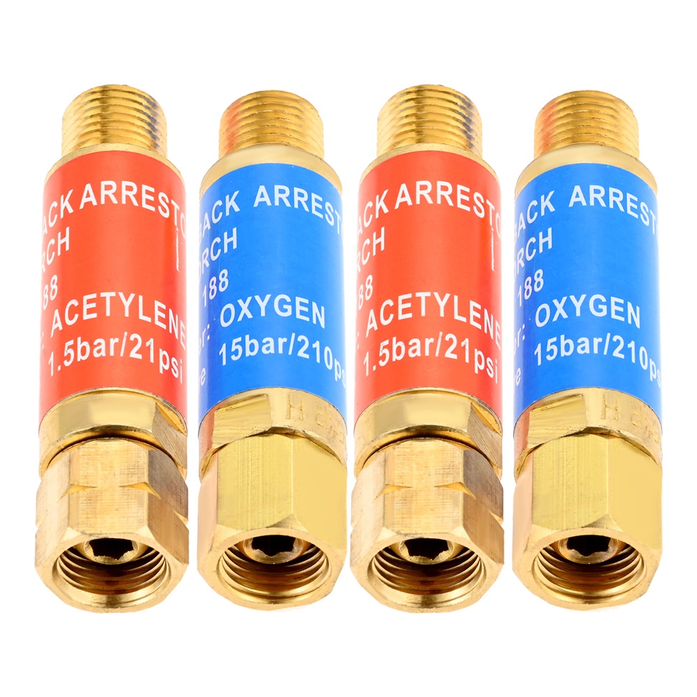 thumbnail image 2 of JZWELD Flashback Arrestors, Oxygen Acetylene Flashback Arrestor Set For Regulator End 9/16-18 Threads B Size, Check Valve Sets 2 of 14